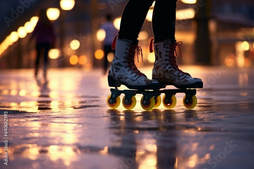Roller skate enthusiasts, Silhouettes of paired legs in a fun hobby