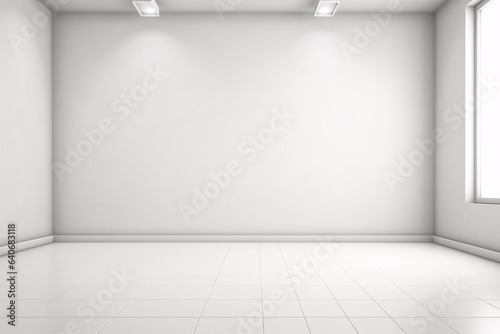 Minimal abstract white background with beautiful floor and spotlights for product presentation, Backdrop © Muneeb