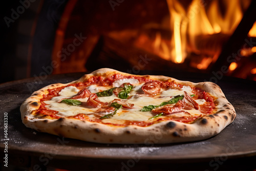 Wallpaper Mural Deliciuos Margherita pizza in an oven. Freshly baked hot pizza with tomatoes, basil and mozzarella cheese. Torontodigital.ca