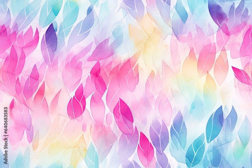 seamless pattern of watercolor colorful leaves. - obrazy, fototapety, plakaty 