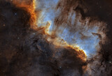 north America, NGC 7000, narrowband Ha and OIII in Hubble palette and RGB stars