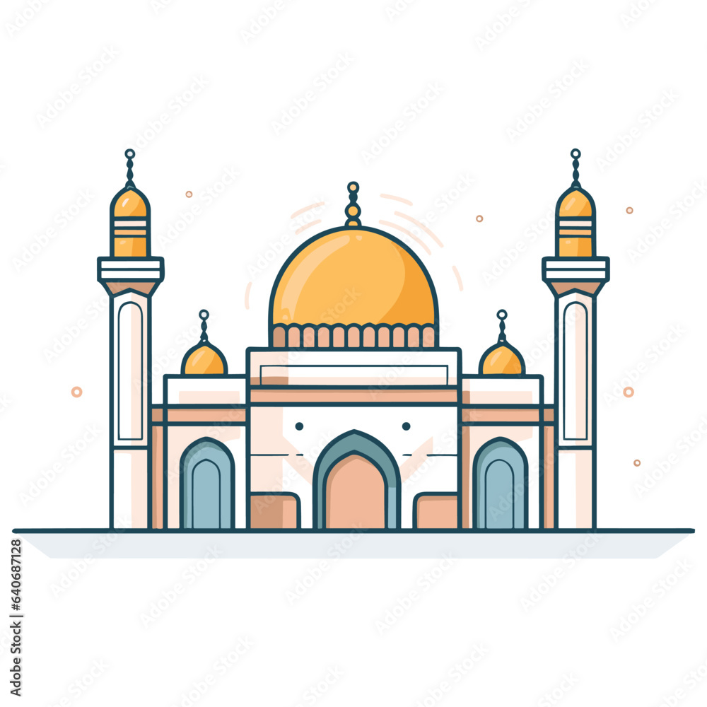 mosque or masjid vector illustration clipart sticker png for milad un nabi or ramdan eid mubarak flat style