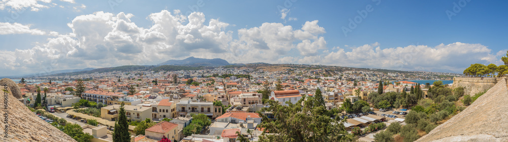 Overview of the city of Rethymno, island of Crete, Greece as seen from the historic fortress (Panoramic view)