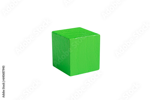 green wooden cubes for conceptual design. Education game. isolated on  white background.PNG	
