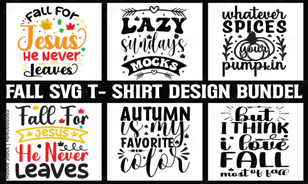 fall typography, svg, t- shirt design Bundle