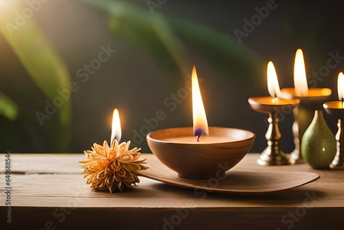 burning candles in a bowl