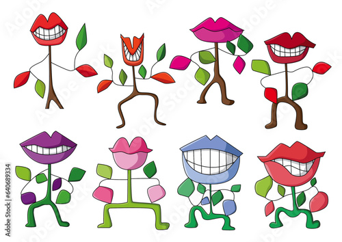 mouth tree design creative on white background illustration vector
