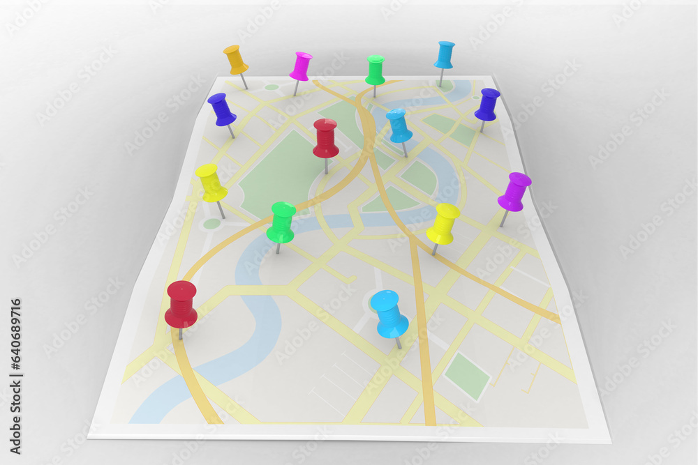 Digital png illustration of map with pins on transparent background ...