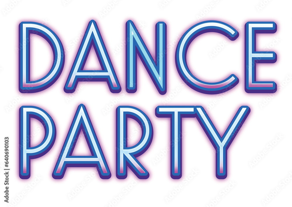 Digital png illustration of dance party text on transparent background