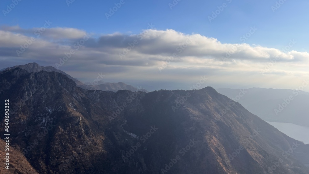 Mountains, sky and Lake Como at an altitude of 2,000 meters