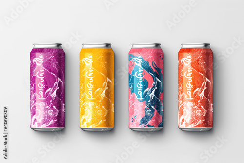 Soda Cans With Splash Mockup