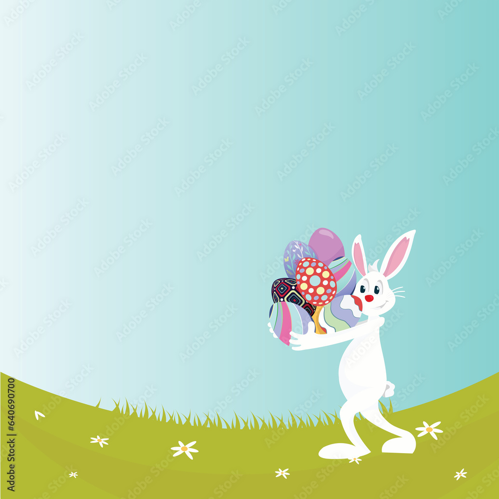Naklejka premium Digital png illustration of rabbit with easter eggs on transparent background