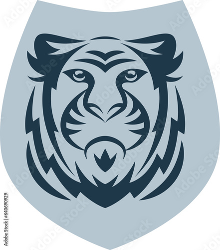Fototapeta Naklejka Na Ścianę i Meble -  Digital png illustration of lion face on transparent background