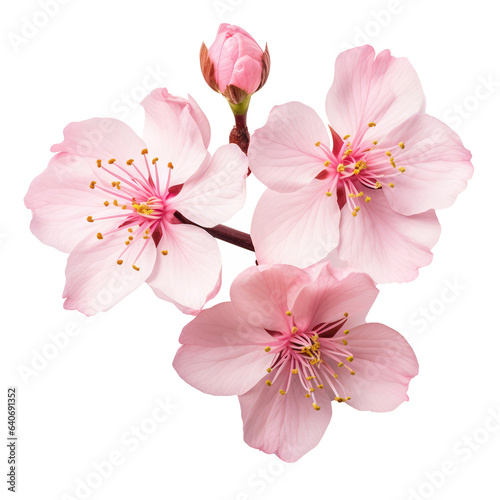  pink sakura flowers isolated on white