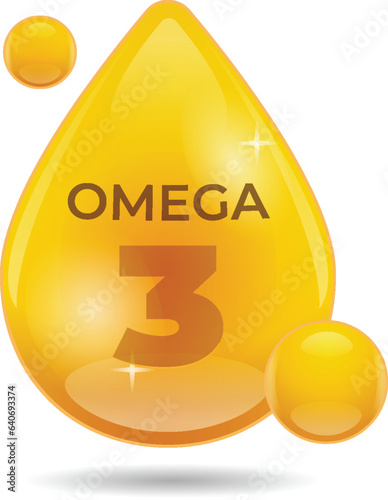 Omega-3, fish oil drops. Vector illustration isolated on white