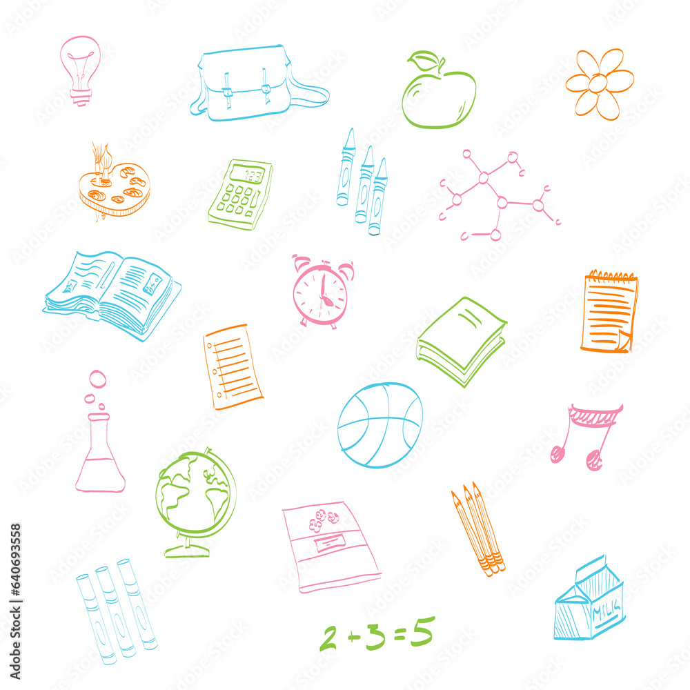 Digital png illustration of education symbols on transparent background