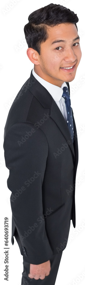Obraz premium Digital png photo of biracial businessman on transparent background
