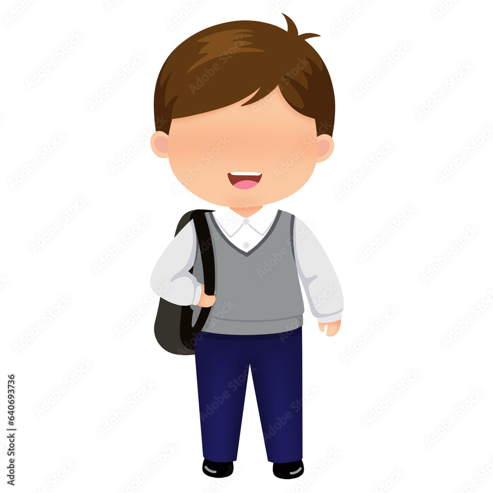 Illustration Of Student in School Uniform Wearing Backpack