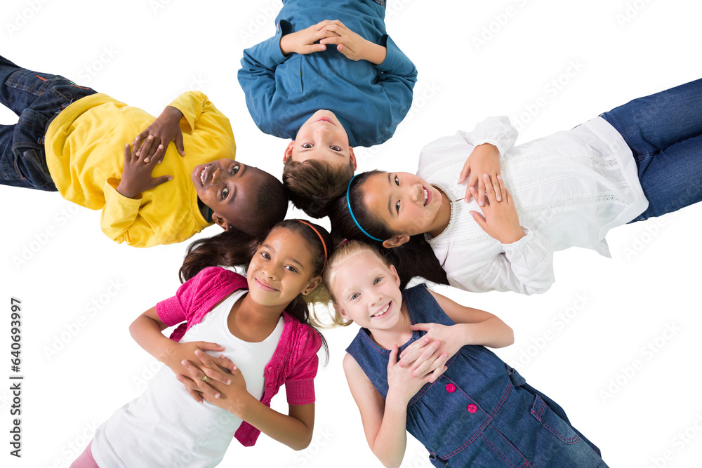Digital png photo of diverse schoolchildren on transparent background