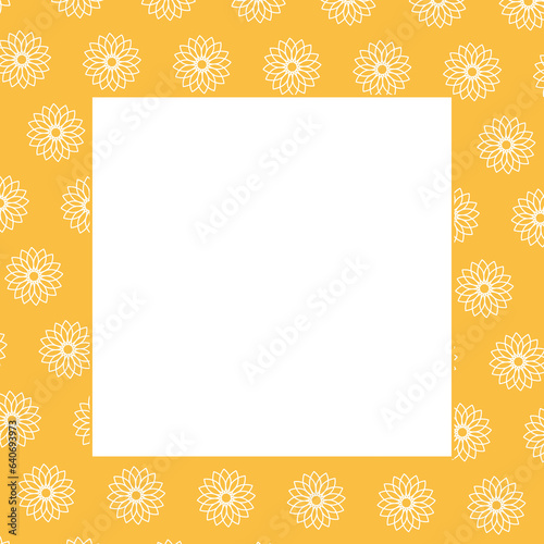 Digital png illustration of yellow frame with white pattern on transparent background