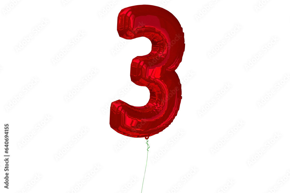 Digital png illustration of 3 number balloon on transparent background Digital png illustration of 3 number balloon on transparent background