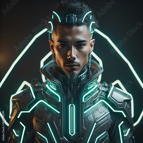 portrait of a futuristic sci-fi robot man