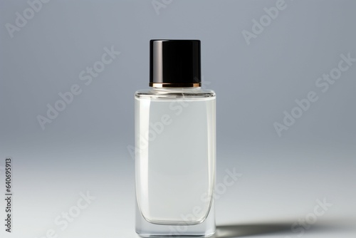 Elegance in simplicity Cosmetic bottle on light grey background exudes refined charm