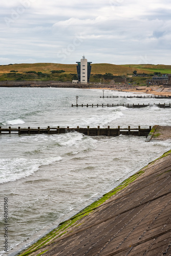 Aberdeen Beach on the west coast of Scotland on a cloudy and cold summer day.