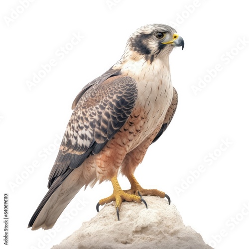 Peregrine falcon bird isolated on white background.