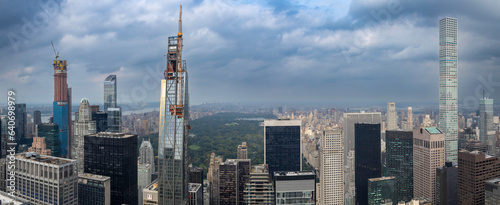 Panorama of Central Park and city skyline of Manhattan, New York city. photo