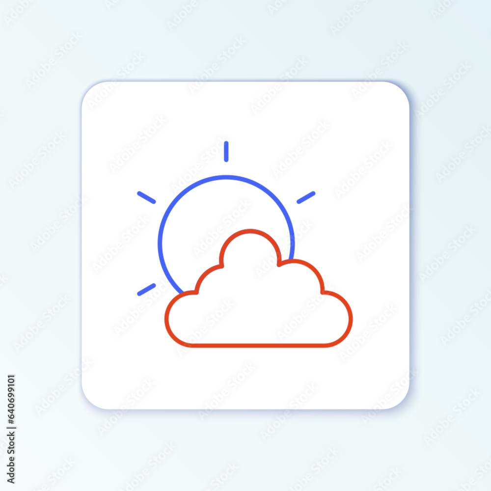 Line Sun and cloud weather icon isolated on white background. Colorful outline concept. Vector Line Sun and cloud weather icon isolated on white background. Colorful outline concept. Vector