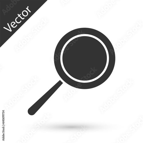 Grey Frying pan icon isolated on white background. Fry or roast food symbol. Vector Illustration