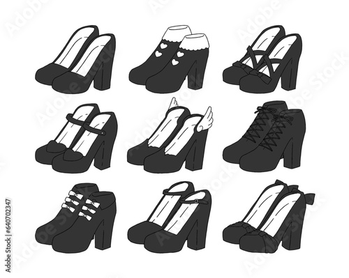 黒のヒール靴のイラストセット