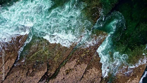 Aerial view of the rocky coast of Streedagh Point. Connacht, Ireland photo