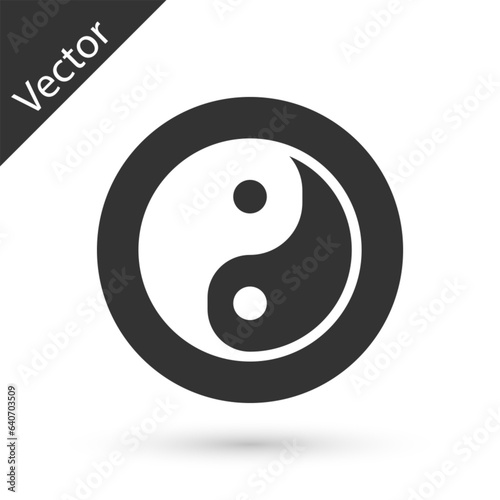Grey Yin Yang symbol of harmony and balance icon isolated on white background. Vector
