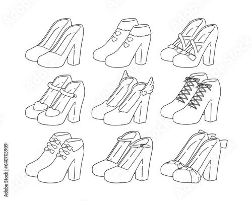 白のヒール靴のイラストセット