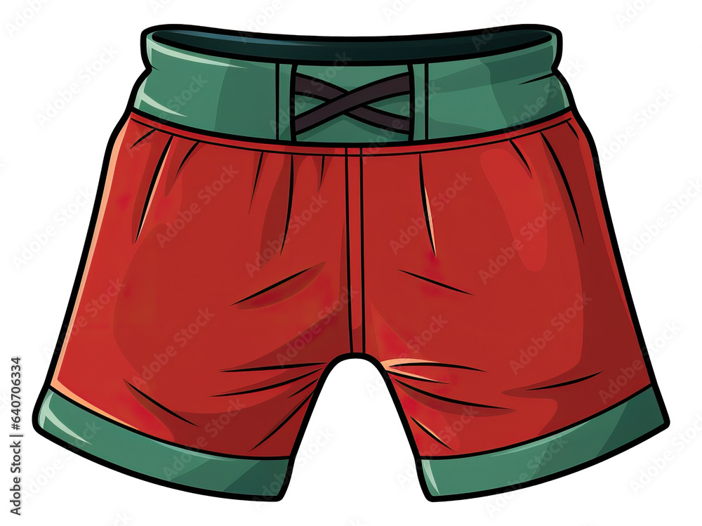 Red boxing shorts icon in cartoon style isolated. Red boxing shorts icon in cartoon style isolated.