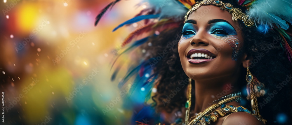Beautiful young woman samba dancers performing in carnival costume ...