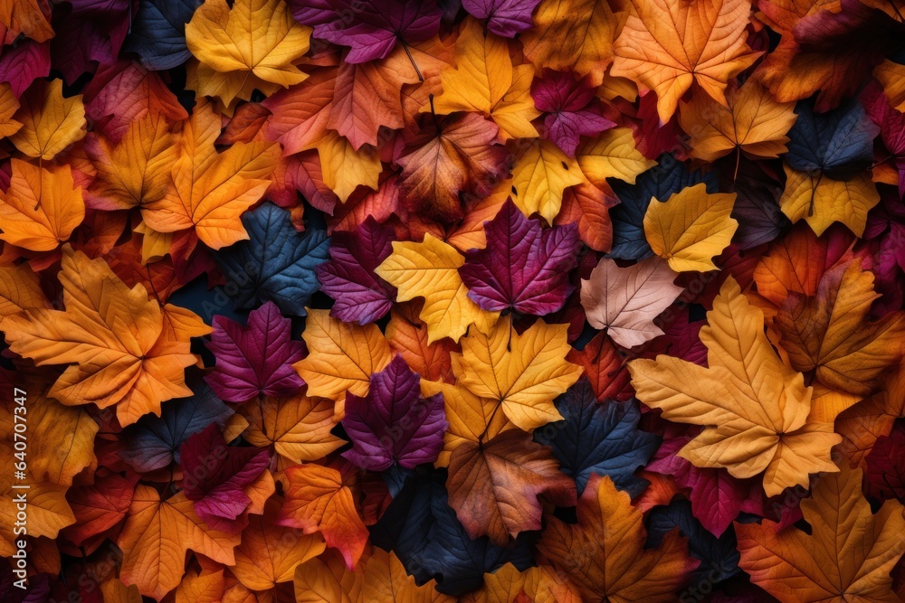 A lot of colorful maple leaves in the style of naturalistic tones. Generative AI