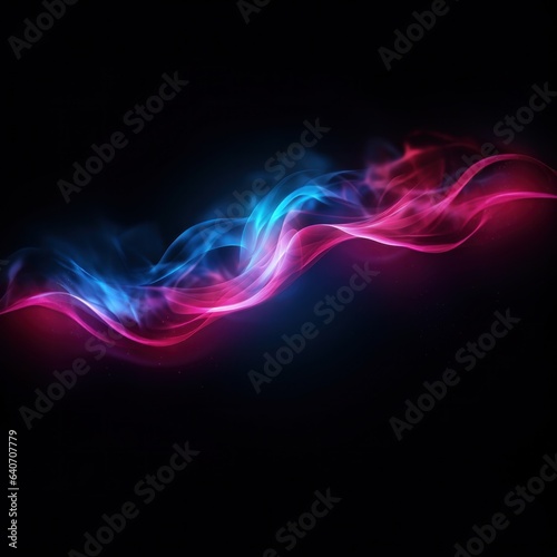 Abstract colorful smoke wave on dark background. Vector illustration for your design. 