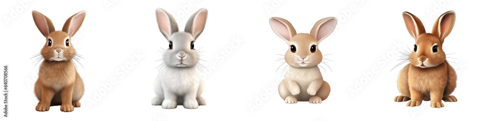 Rabbit clipart collection, vector, icons isolated on transparent background
