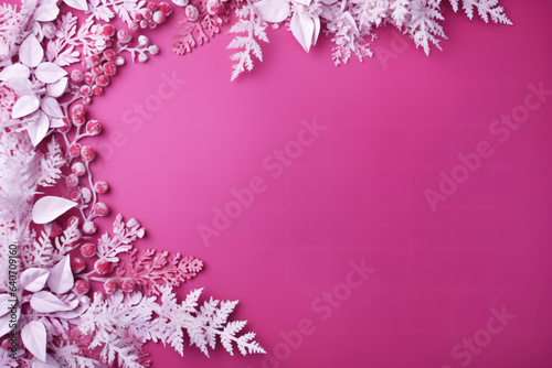 plain pink background with a winter theme