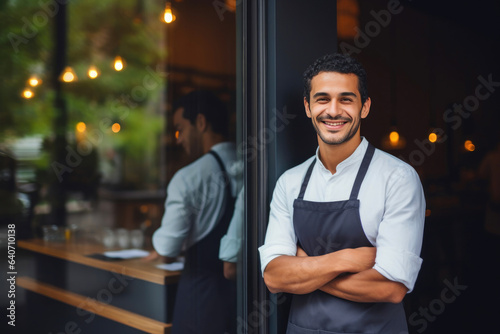 Friendly Fast Food Store Owner Embracing Customer Interaction