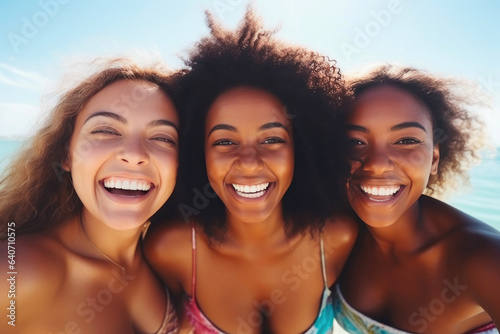 Seaside Bliss: Fun-Filled Holiday with Smiling Black Women Friends