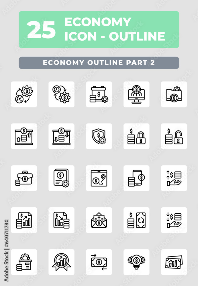 Economy Business Outline Icon Style Design
