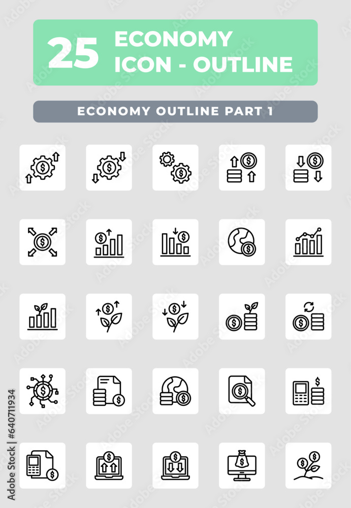 Economy Business Outline Icon Style Design