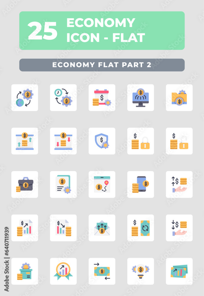 Economy Business Flat Icon Style Design
