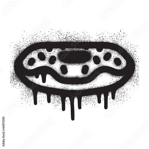 Donut icon graffiti with black spray paint