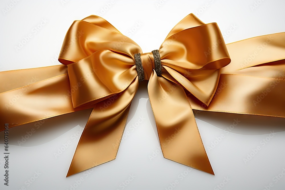 gold shopping present colours celebration holiday shiny isolated bow ribbon silk gold gift object decoration design image christmas satin single retail gold ribbon white element package textile bow