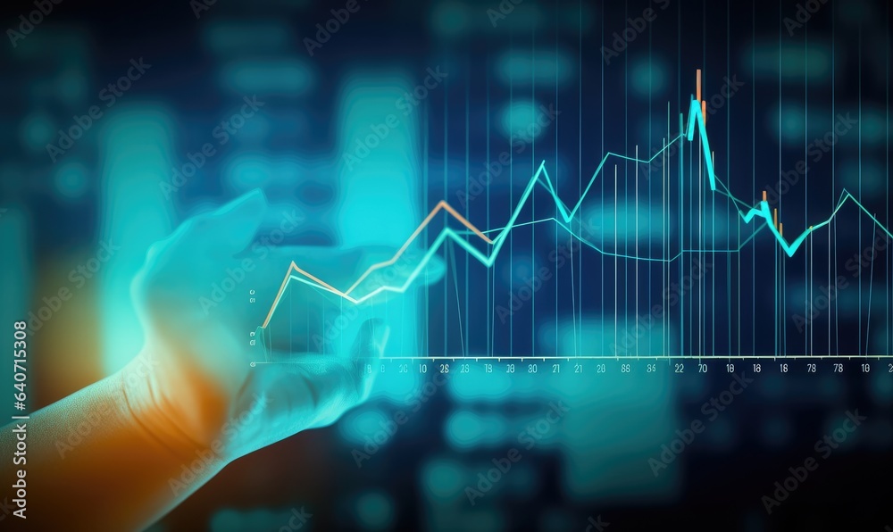 Financial stock market graph and candlestick chart on abstract background. Double exposure Financial stock market graph and candlestick chart on abstract background. Double exposure